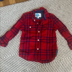 Boden Red and Navy Plaid Button-Up Shirt, Size 4/5